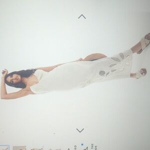 NWOT ASOS DESIGN Linen Midi Slip Dress With Cutwork Floral Detail, Size 10